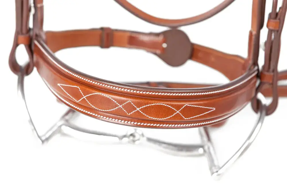 Huntley Equestrian Sedgwick Fancy Stitched Square Raised Hunter Horse Bridle with Reins - Image 11